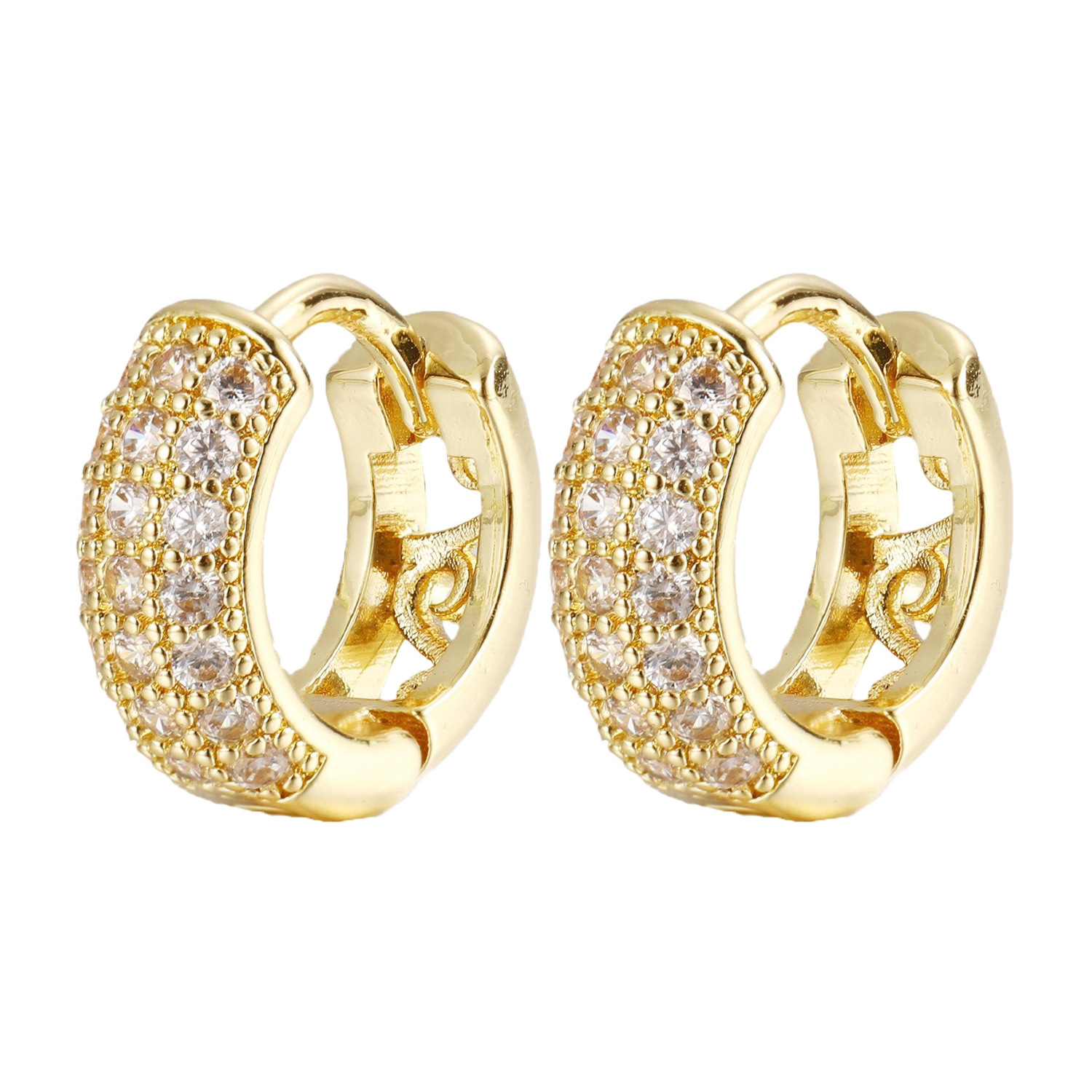 European and American cross-border jewelry, personalized, fashionable and elegant zircon copper ear buckles, slightly inlaid zircon niche high-end women's earrings full figure