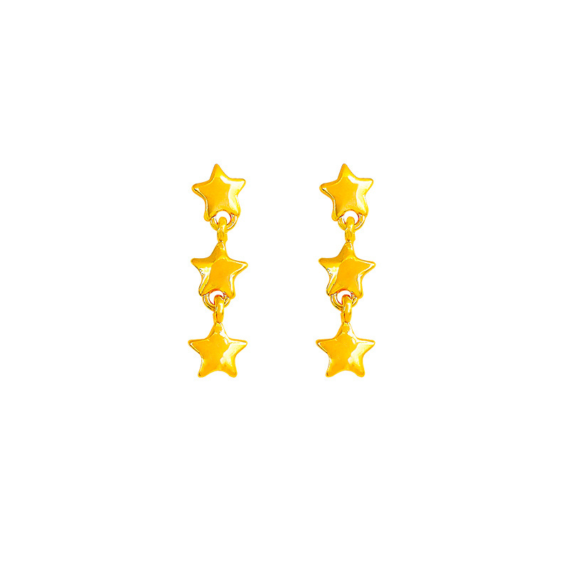 High-end, exquisite star tassel stud earrings, Japanese and Korean niche design, long face slimming earrings, French retro earrings Item Picture