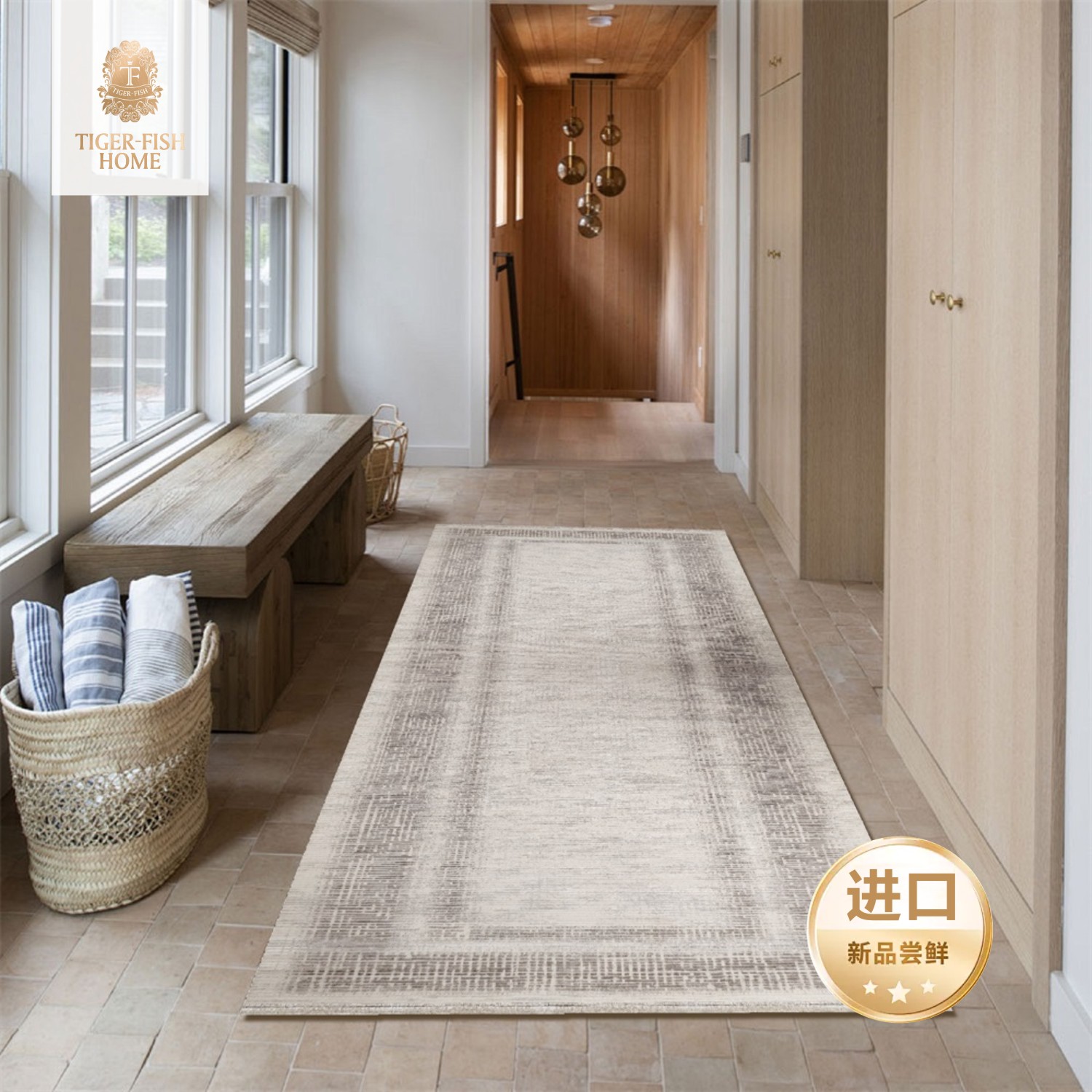 2025新款进口机织毯轻奢卧室床边毯走廊通道地毯欧式长条毯耐磨易打理详情2