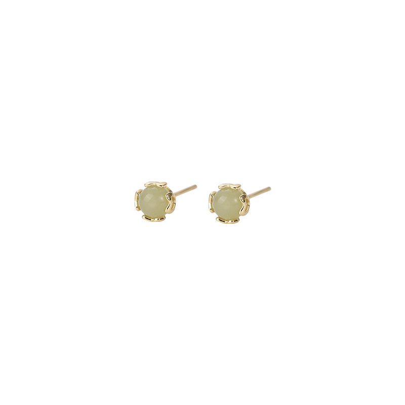 S925 Silver Needle Small imitation chalcedony stud earrings, a new Chinese-style female Internet celebrity, versatile and personalized earrings, 2023 new style earrings Item Picture