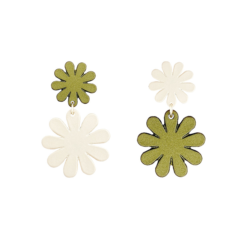 Summer's fresh and elegant tea-themed earrings, trendy and stylish earrings with a high-end feel, green versatile stud earrings, the latest trend in 2023 Item Picture