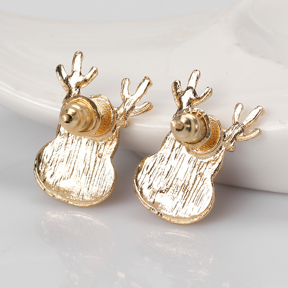 S925 Silver Needle, a popular and fashionable Christmas reindeer earrings and alloy oil animal earrings for export, is in stock Item Picture