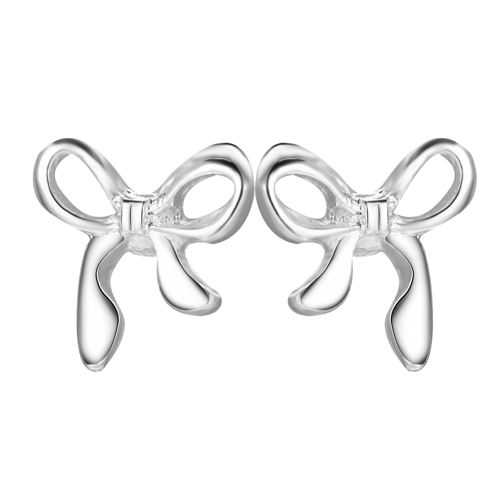 The popular cross-border bow stud earrings for women in Europe and America feature a simple and cold style, a trendy and niche design with a sense of hollowed-out style full figure