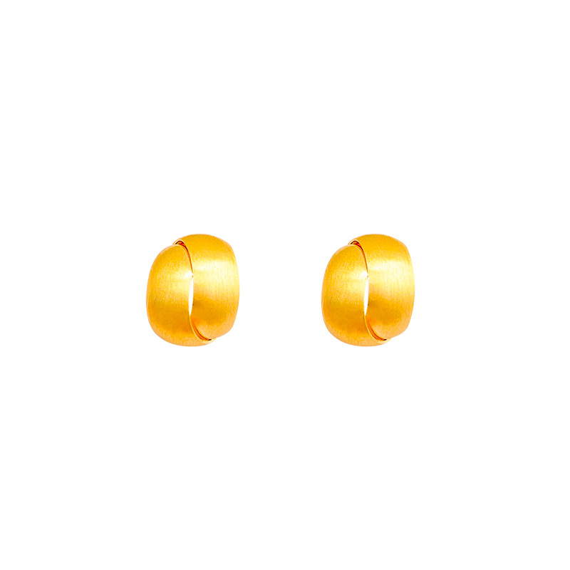 S925 Silver needle niche design brushed metal interlaced high-end earrings, ins cold style French stud short style Item Picture