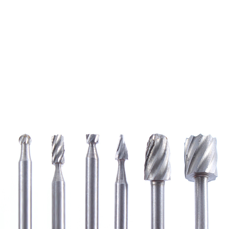 Woodworking milling cutter, special-shaped high-speed steel, electric grinding engraving, rotary file, tea tray, root carving, grinding head 6PC manufacturer details Picture