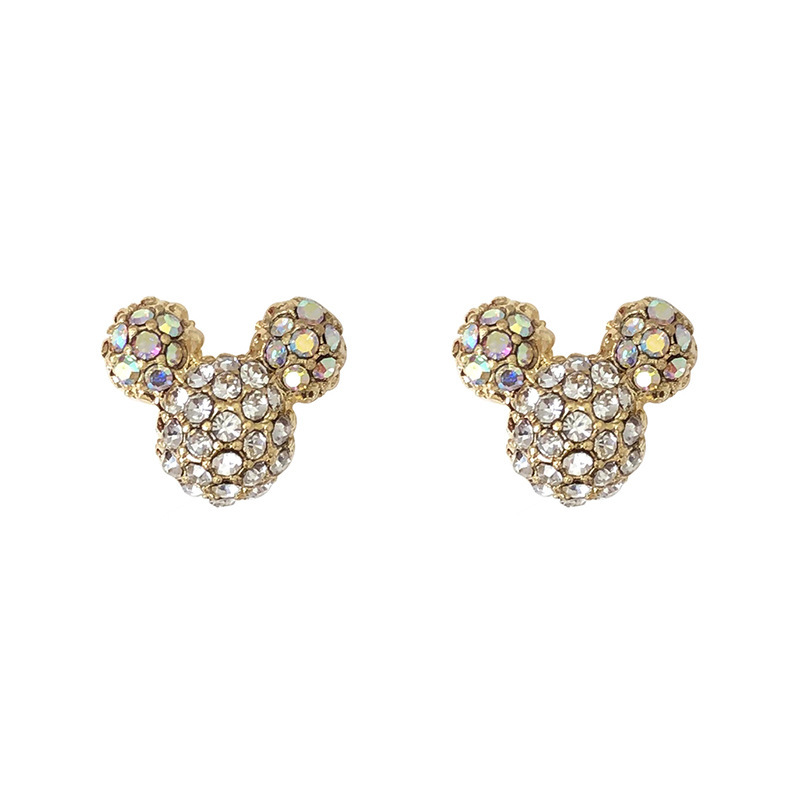 Autumn S925 silver needle exquisite and versatile Mickey Mouse earrings, niche design, super shiny and cute Mickey Mouse earrings and stud earrings for girls Item Picture