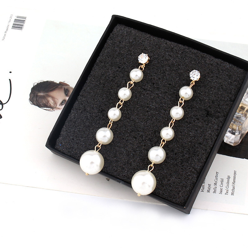 S925 Silver needle fashionable and elegant European and American light luxury long pearl zircon earrings, women's trendy tassel stud earrings Application Scenario
