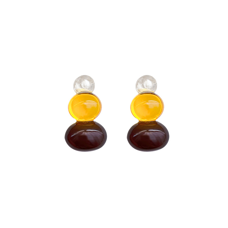 Ice-transparent candy stud earrings for women, Korean-style three-color individual simple and elegant earrings, light luxury, niche and exquisite accessories Item Picture