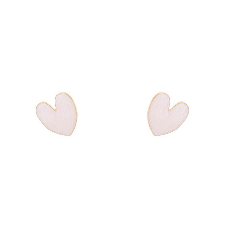 S925 Silver Needle Korean simple and niche design oil-dripping heart-shaped stud earrings New French cute trendy earrings Item Picture