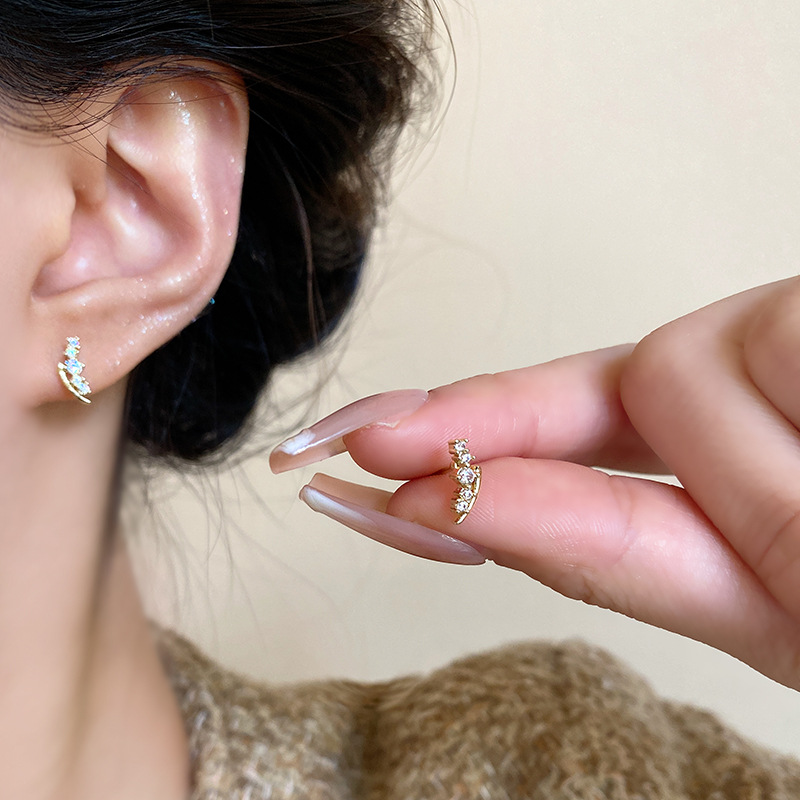 925 Silver Needle Zircon wheat Ear Stud, a unique design with a special and elegant high-end feel, is a delicate small earring for women full figure
