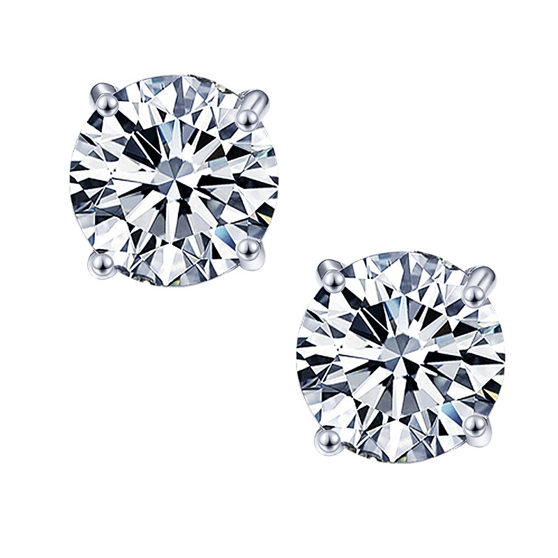 Amazon cross-border women's crystal zirconium stud earrings, creative, simple and elegant, full diamond teardrop-shaped four-prong stud earrings details Picture