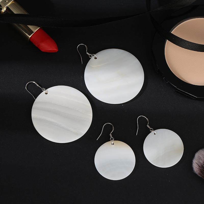 Round imitation shell earrings, Korean style, long, super ethereal, simple and individual, versatile earrings, trendy stud earrings, earrings for women details Picture