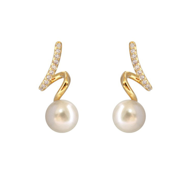 S925 Silver Needle Japanese and Korean geometric line pearl earrings, a light luxury and niche design for women, super fairy-like and versatile stud earrings Item Picture