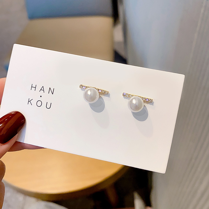 S925 Silver Needle Korean version fashionable one-piece pearl stud earrings, elegant, versatile, simple and new Summer family earrings and accessories wholesale details Picture