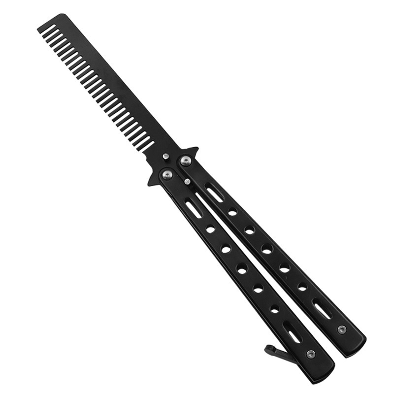 Camping practice butterfly comb stainless steel outdoor practice foldable comb uncut butterfly comb practice knife single tip undefined