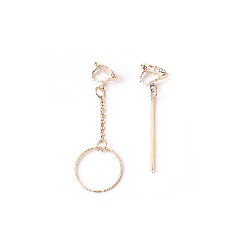 Korean-style asymmetrical star-shaped triangular geometric tassel earrings, a popular French minimalist style long ear clip for women Item Picture