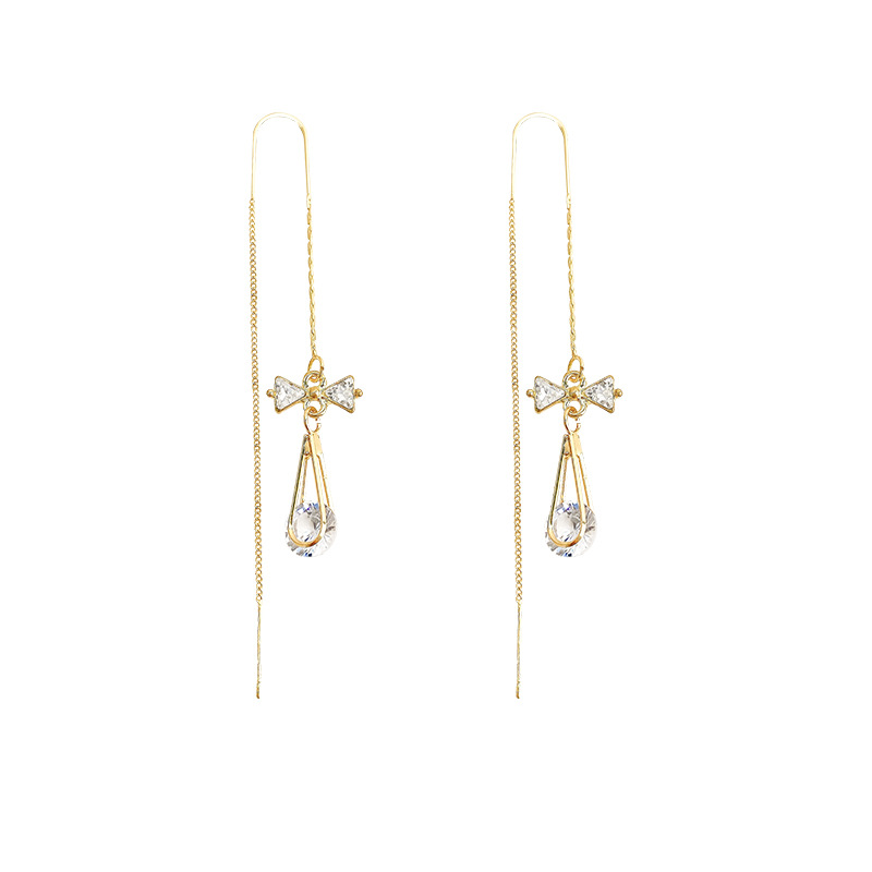 S925 Silver Needle elegant tassel earrings, high-end and simple, slimming face, versatile earrings, new Korean style trendy earrings wholesale Item Picture