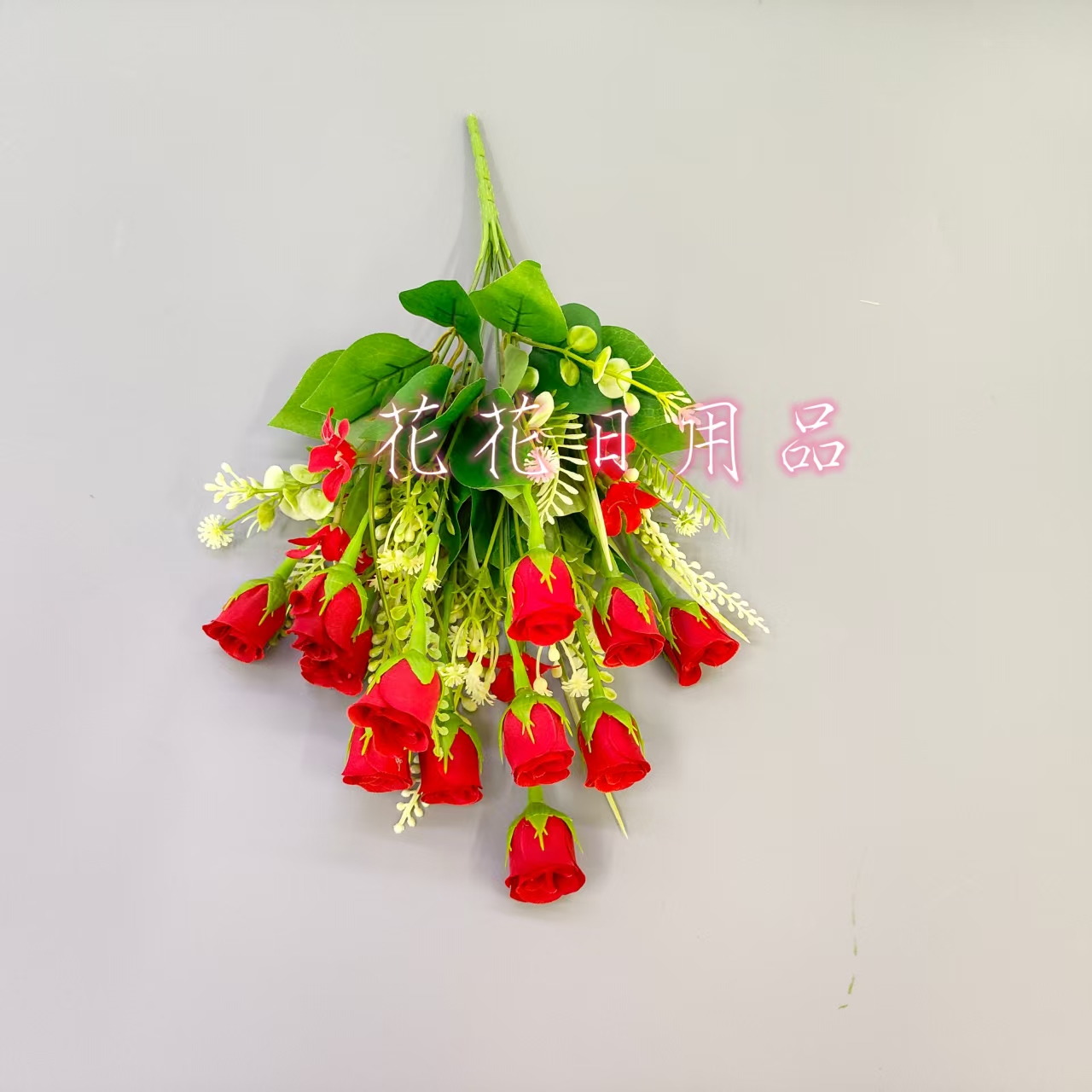 Artificial flowers, artificial flower bonsai, single 12-pronged colorful red pomegranate rose vase, wall hanging and other decorative items Application Scenario