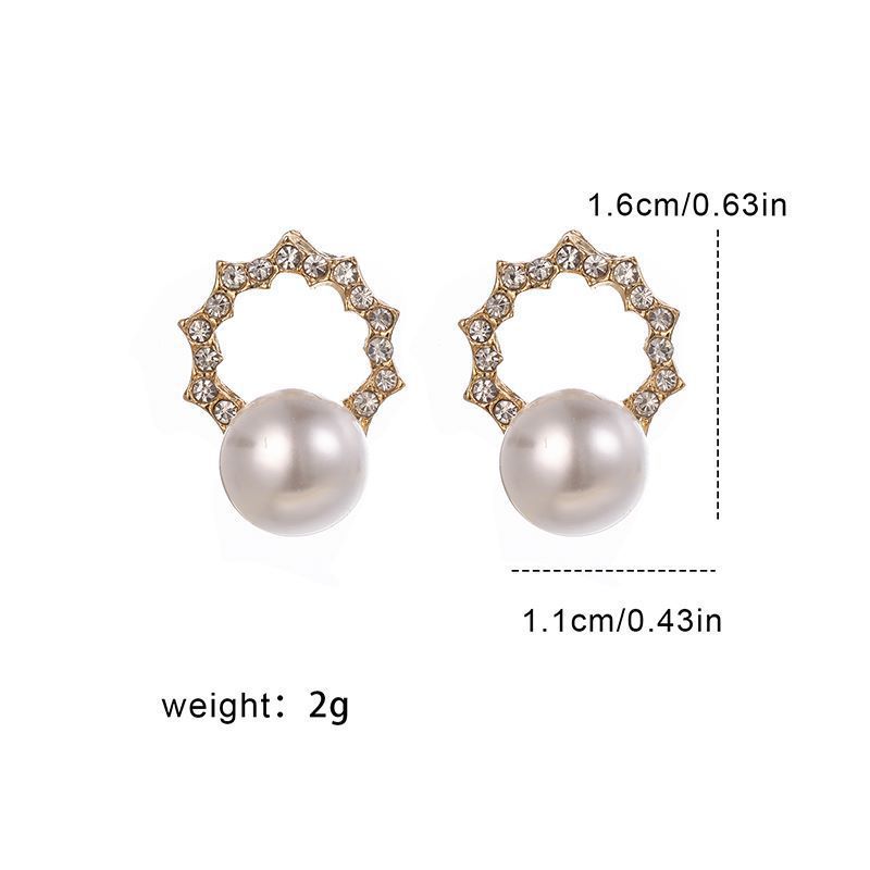 S925 Silver needle pearl Stud earrings from Dongdaemun, South Korea, simple and elegant, versatile round diamond pearl earrings and earrings details Picture