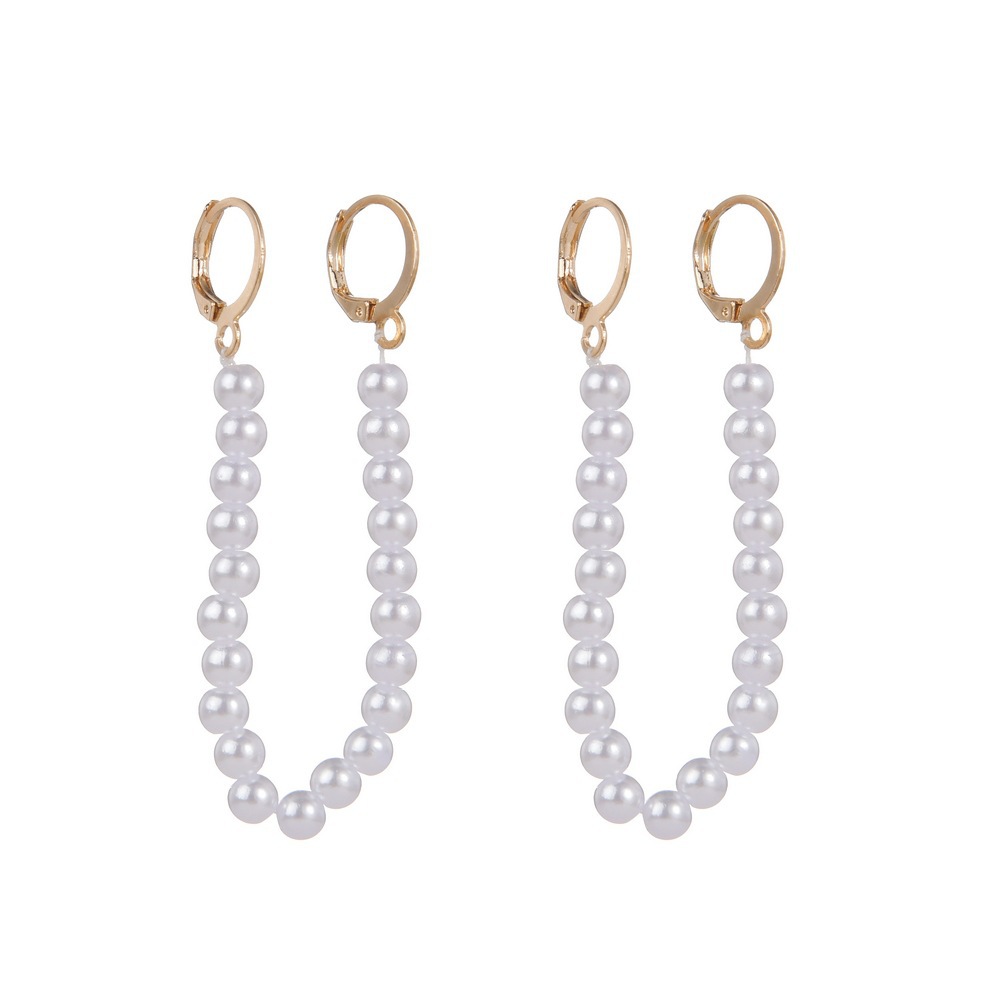 The fashionable and elegant pearl long ear clips are simple and individual earrings, suitable for women's commutes and vacations Item Picture