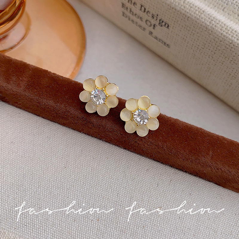 Sweet and elegant flower pearl stud earrings, light luxury and high-end feel, elegant and grand earrings and earrings, new women's ear pendant accessories Application Scenario