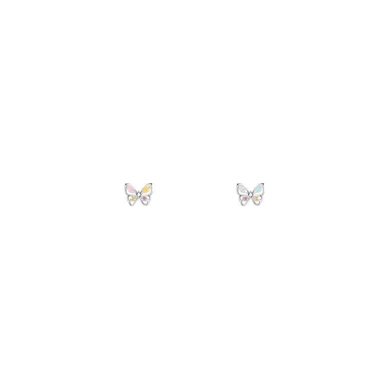 Colorful sparkling butterfly stud earrings for women, light luxury, simple, fashionable and high-end style earrings, niche design, elegant and versatile earrings Item Picture