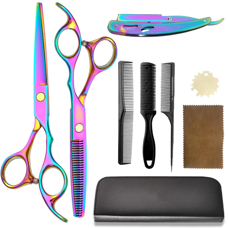 Factory direct sales of 6-inch stainless steel hair clippers, professional hairstylists, flat haircuts, thin and broken hair clippers, and tooth clippers undefined