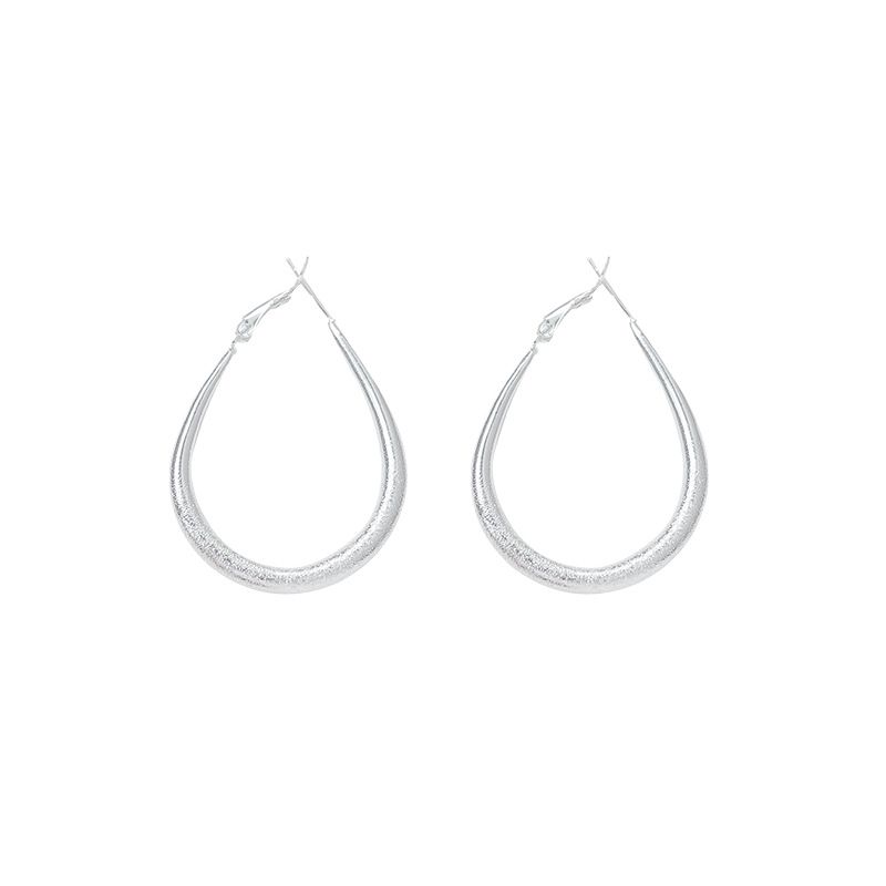 Korean-style high-end metal matte teardrop-shaped ear rings, ins European and American style, versatile for commuting, trendy stud earrings and ear buckles Item Picture