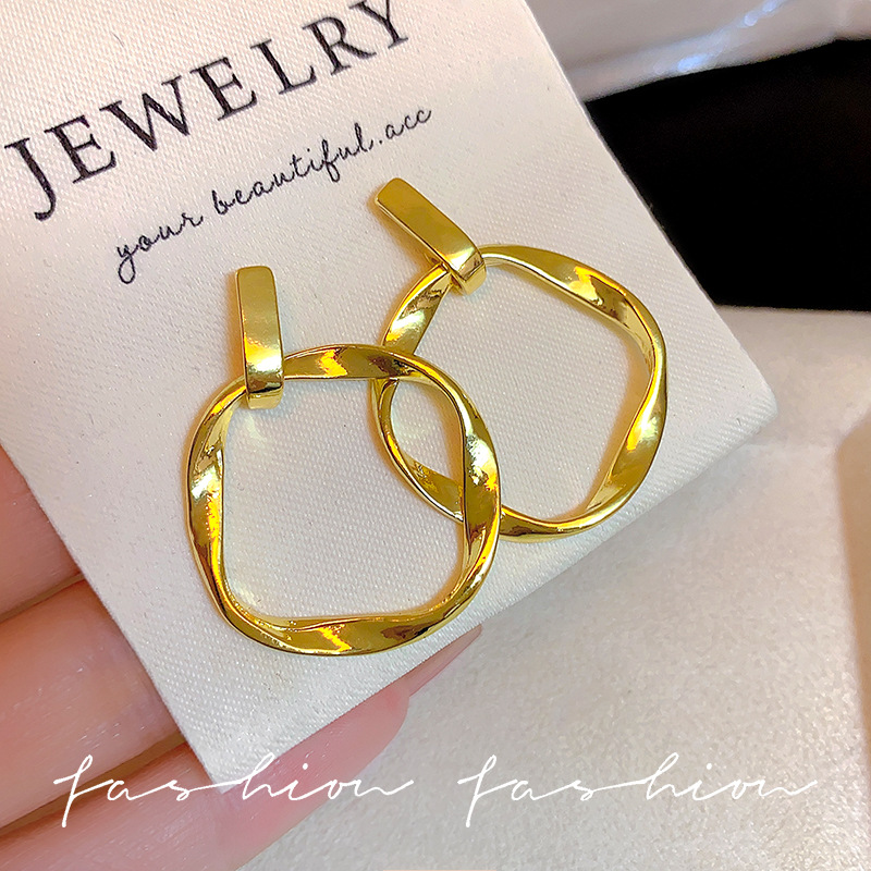 European and American style simple geometric earrings, women's irregular retro circular stud earrings, niche light luxury internet-famous earrings wholesale details Picture
