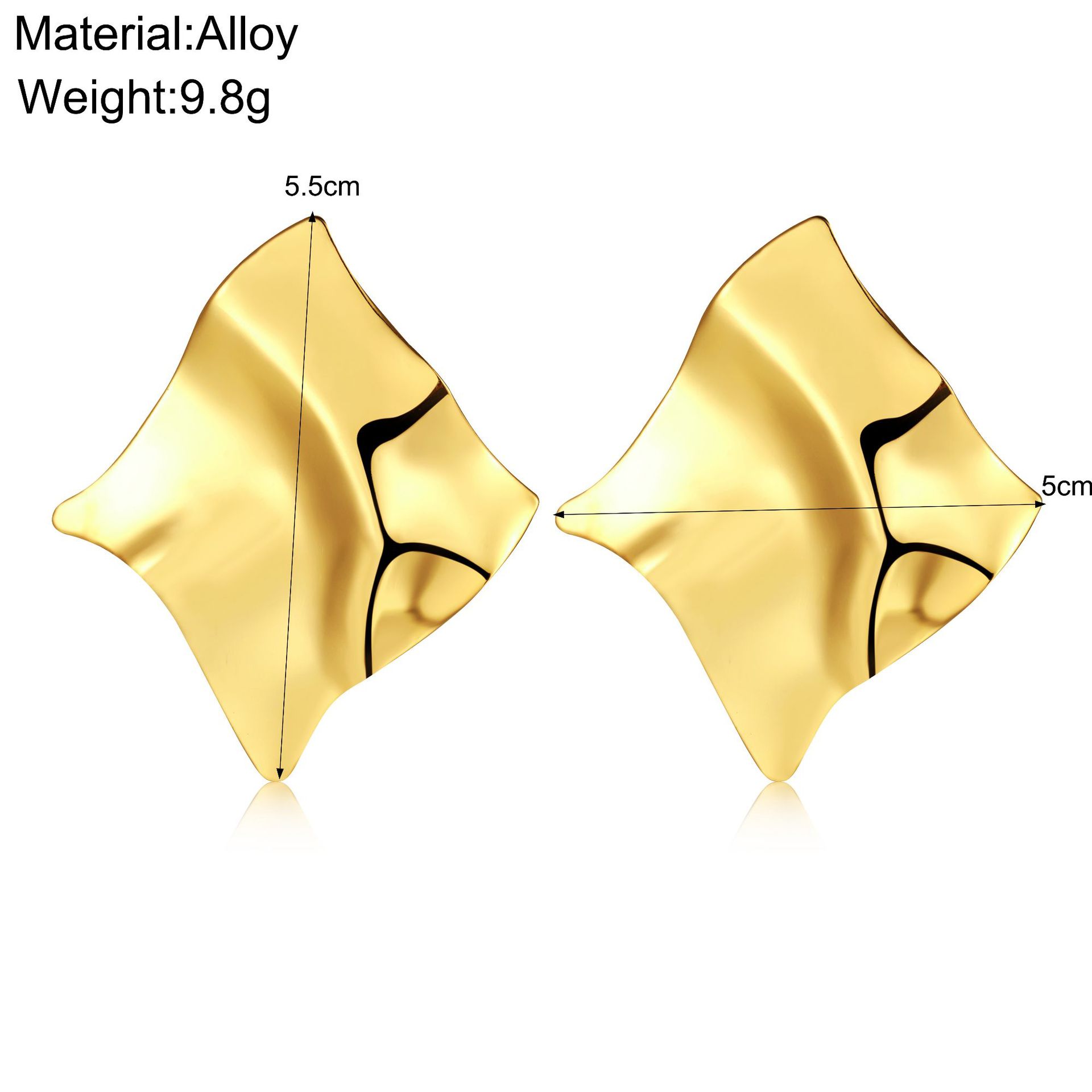 European and American cross-border accessories, personalized and exaggerated earrings, irregular foreign trade earrings, stud earrings, creative and simple metallic feel earrings details Picture