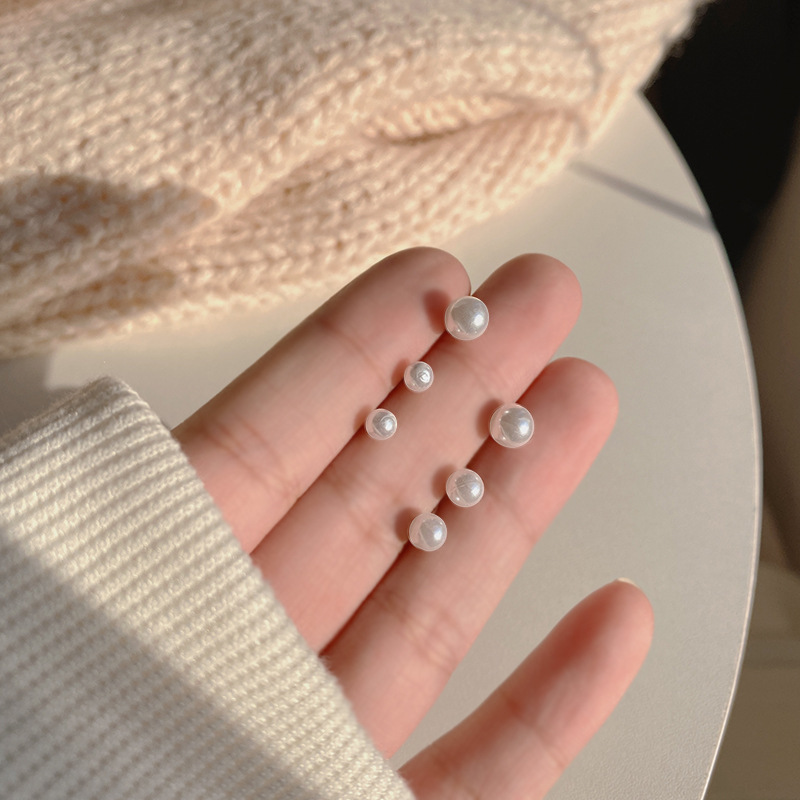 Mini simple pearl stud earrings set, Japanese and Korean style versatile ear piercing earrings for women S925 silver needle earrings wholesale details Picture