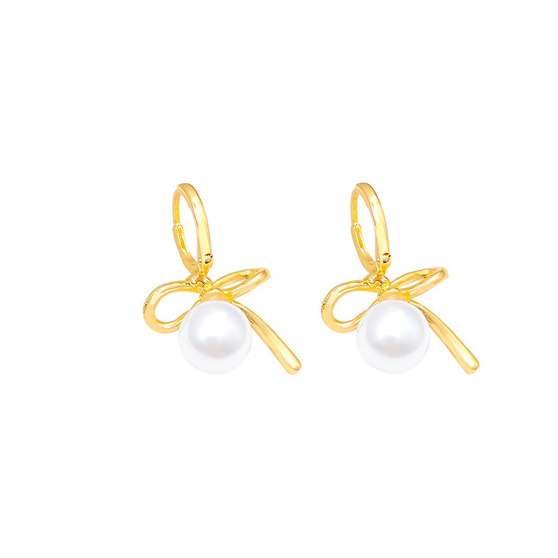 Light luxury bow pearl stud earrings for women, versatile and elegant tassel earrings, high-end and fashionable earrings for autumn and winter Item Picture