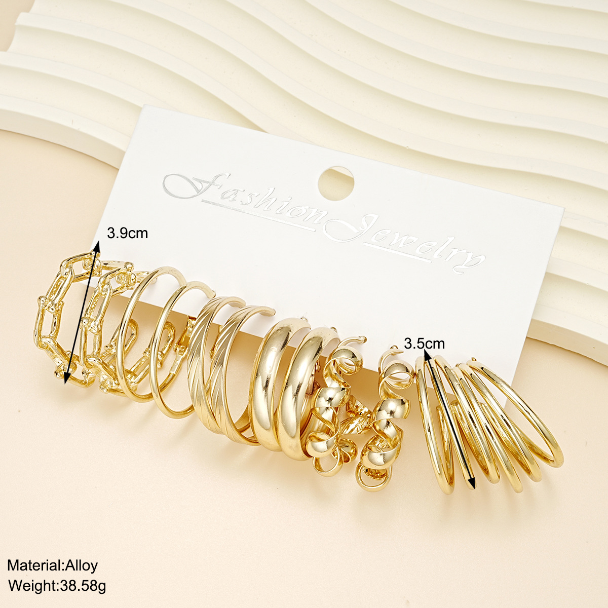 A new set of retro and high-end earrings with a twisted three-tube chain in gold for women, featuring cross-border styles from Europe and America details Picture