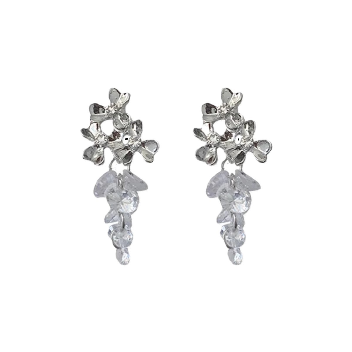 Cold and elegant new Chinese-style crystal grape flower earrings for women, unique and luxurious stud earrings, cold and stylish Su earrings Item Picture