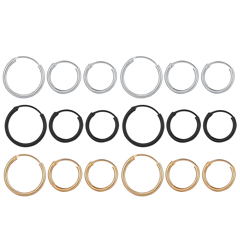 Han Zhishang Cross-border Fashion Simple round metal small earrings Creative punk personality hip-hop ear rings Specification drawing