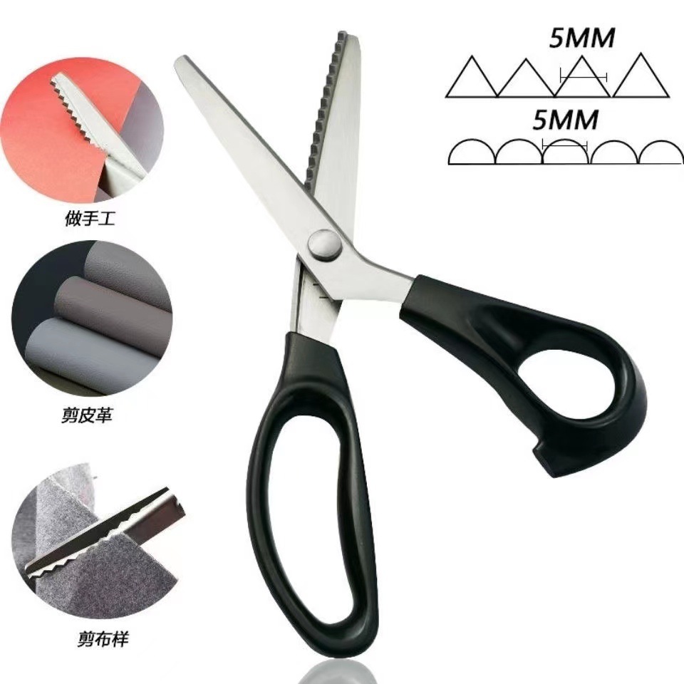 Fabric lace scissors, fabric sample scissors, wavy flower tooth saw, dog tooth scissors, fabric lace scissors, pattern scissors full figure