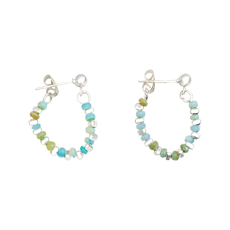 Instags-style colorful silver beaded earrings for women, 2025 new tassel crystal stud earrings, a unique and light luxury accessory Item Picture