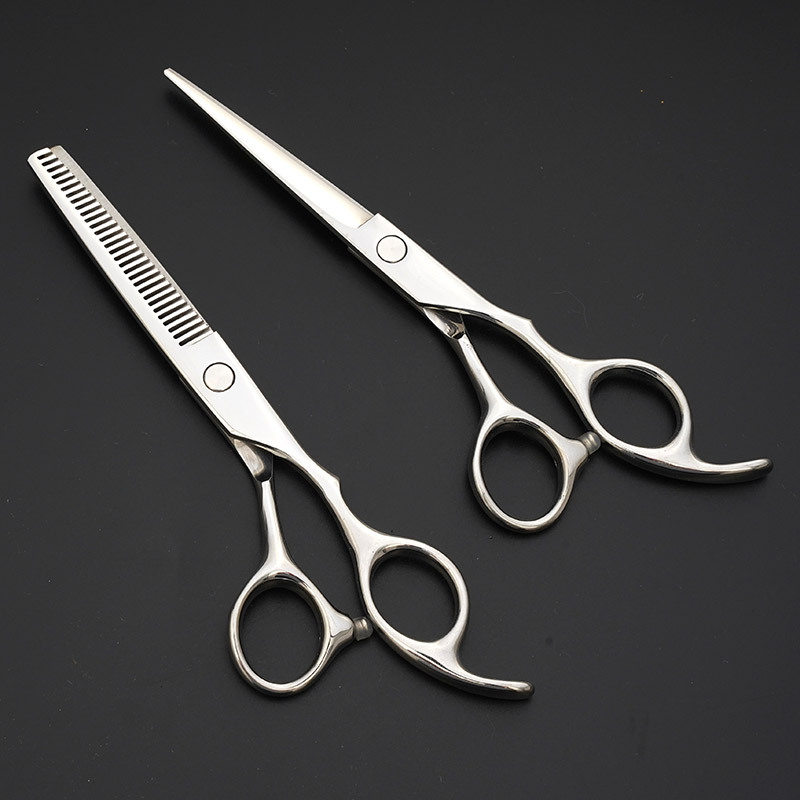 Stainless steel hair scissors, 6-inch black hair scissors, tooth scissors, thinning scissors, wholesale hair scissors set details Picture