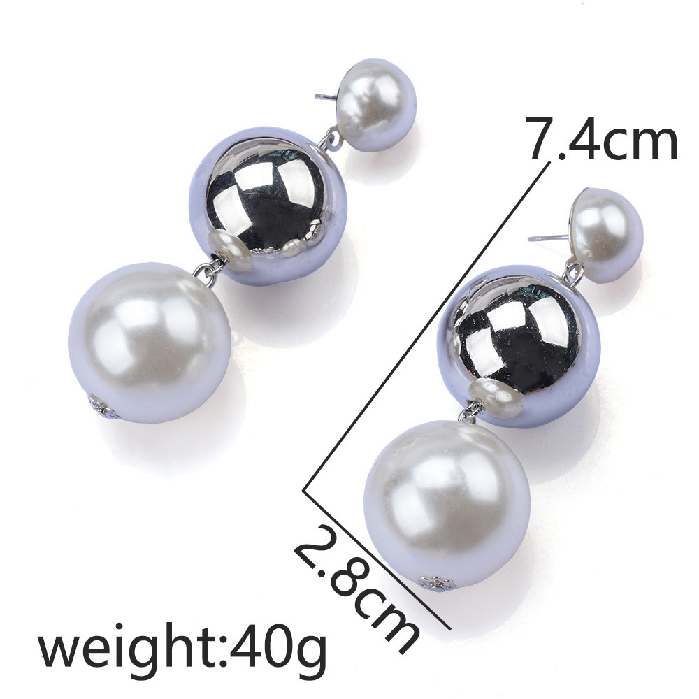 Summer new imitation pearl earrings, European and American earrings, women's fashion, Instagram influencer multi-layer CCB round bead earrings wholesale Item Picture
