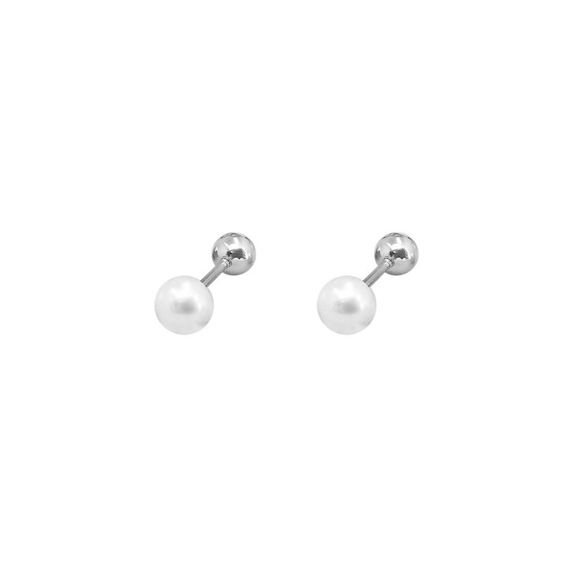 925 Silver Needle Pearl ear Stud, women's ear piercing earrings, earrings and accessories, no need to remove screws for sleeping, small ear bone stud accessories Item Picture