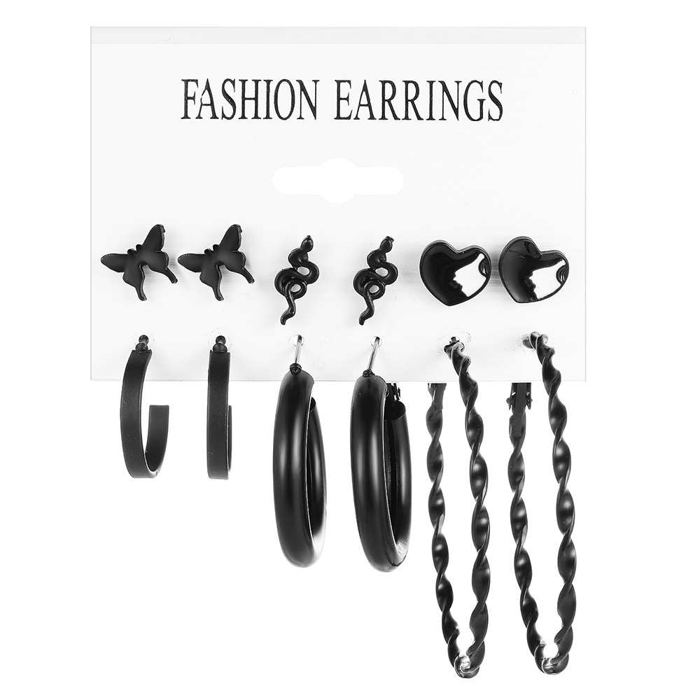 Wholesale of cross-border fashionable geometric butterfly and snake-shaped earrings, heart-shaped alloy earrings, and personalized and elegant women's earrings from Europe and America full figure