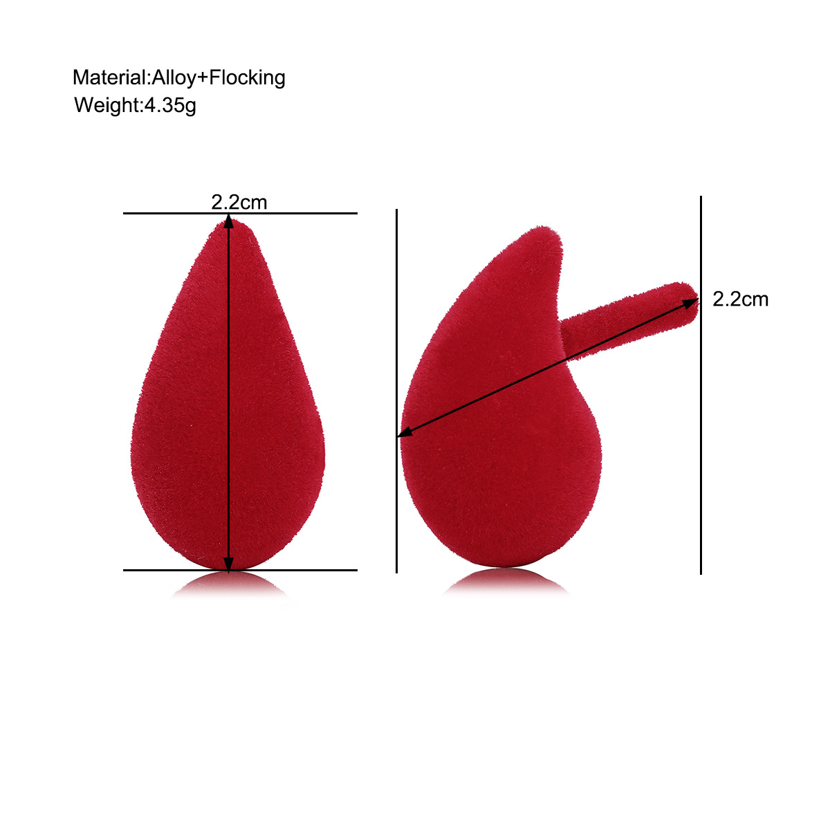 Amazon's best-selling teardrop-shaped earrings, unique plant velvet melon seed-shaped earrings, simple and fashionable dopamine stud earrings Specification drawing