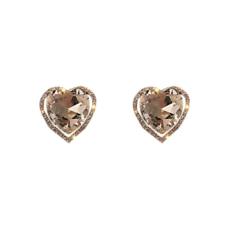 Heart-shaped Zircon stud earrings for women, 2022 Autumn and Winter new trendy earrings, stylish and versatile earrings for Internet celebrities, wholesale trendy accessories Item Picture