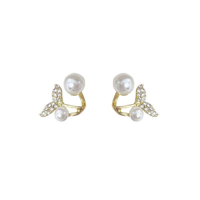 S925 Silver Needle fishtail Pearl Earrings, a new trendy style, with a niche design and a dual-wear earring Item Picture