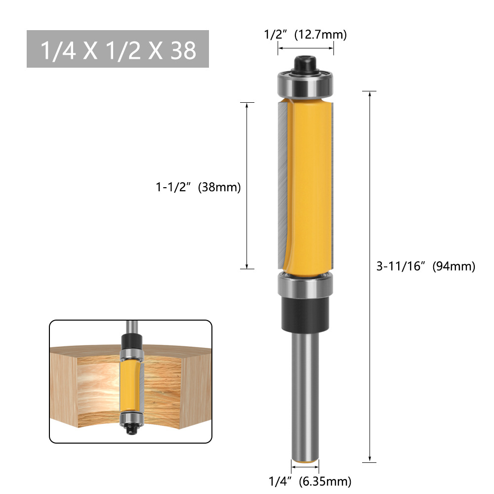 1/4 high-end profiling trimming knife, woodworking engraving and milling knife, profiling grooving knife, double-axis trimming knife undefined