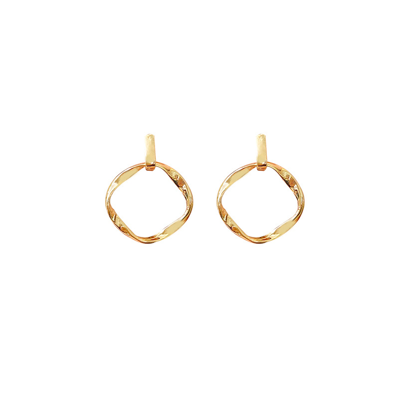European and American style simple geometric earrings, women's irregular retro circular stud earrings, niche light luxury internet-famous earrings wholesale Item Picture