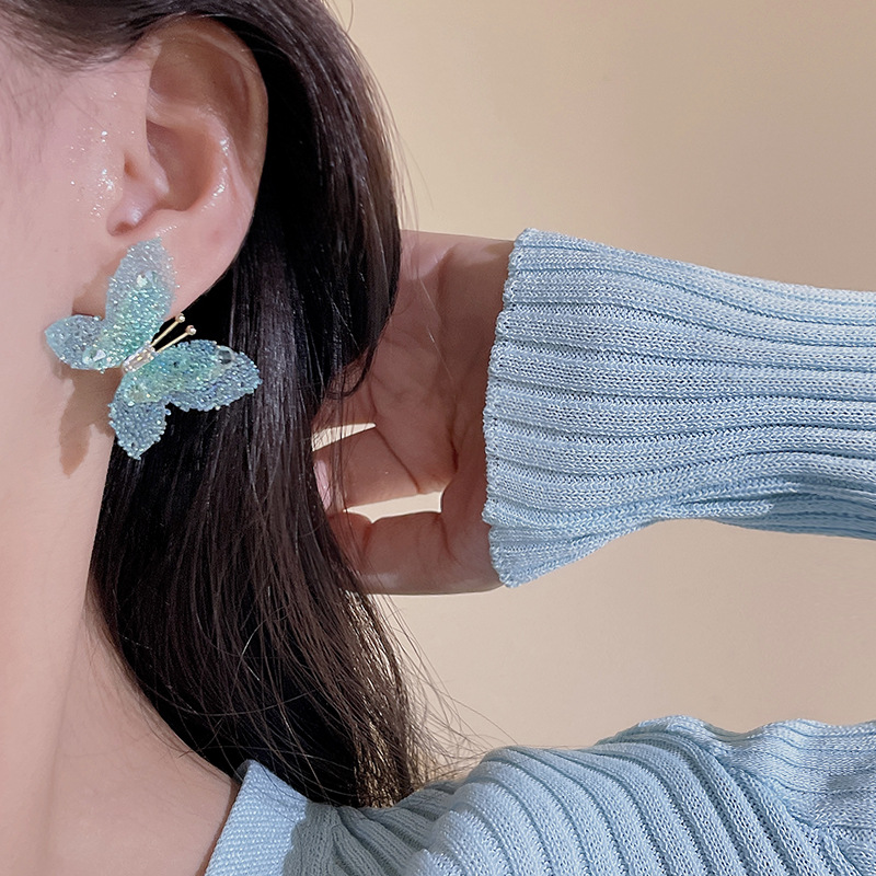 925 Silver Needle Fashionable Light Luxury ear studs, high-end butterfly earrings, women's 2023 New heavy Industry earrings and earrings details Picture