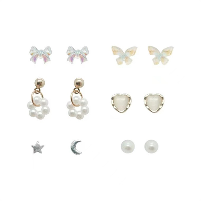 Exquisite and compact pearl one-week stud set, mini earrings for women's summer sleep without removing, high-end earrings Item Picture