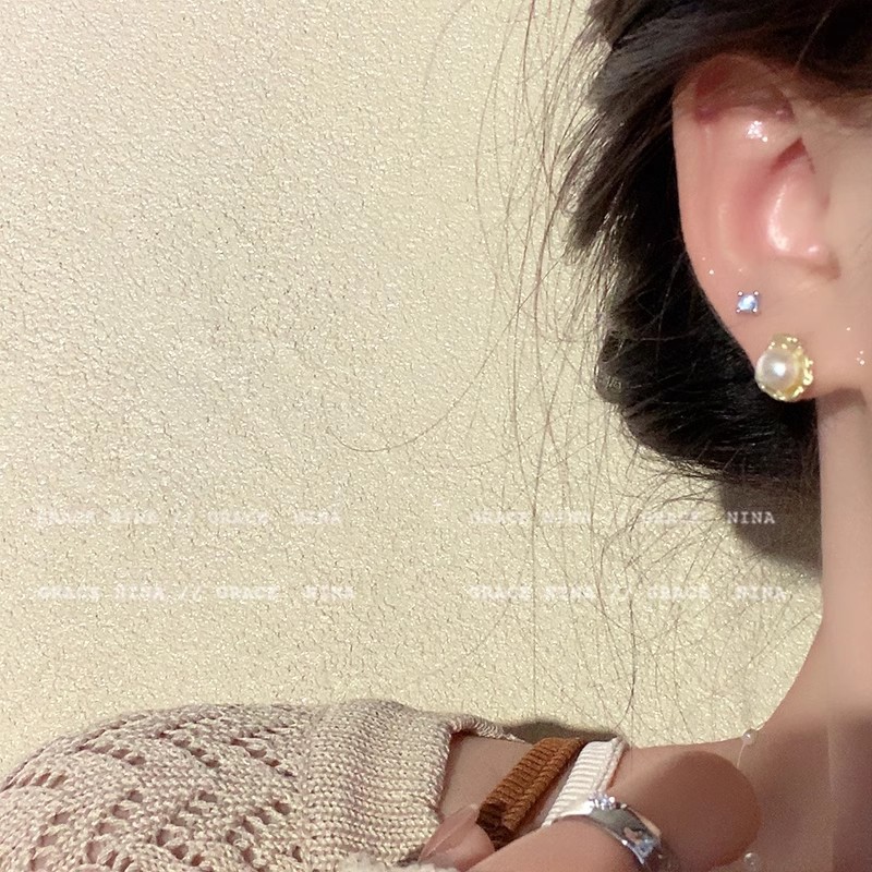 925 Silver needle irregular pearl stud earrings with a niche design sense, fashionable, high-end, unique and individualistic earrings, trendy for women Specification drawing