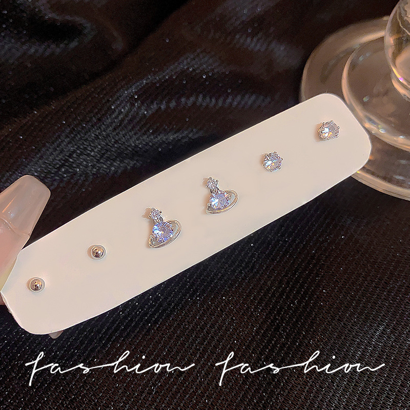 Asteroid Zircon Exquisite Stud Set for Women, new light luxury earrings from Japan and South Korea, high-end and versatile, unique earrings details Picture